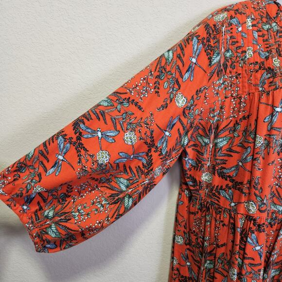 Kelly Louise Judd Anthropologie Flannel Sleep Dress Whimsical Red Dragonfly XL - Picture 8 of 16